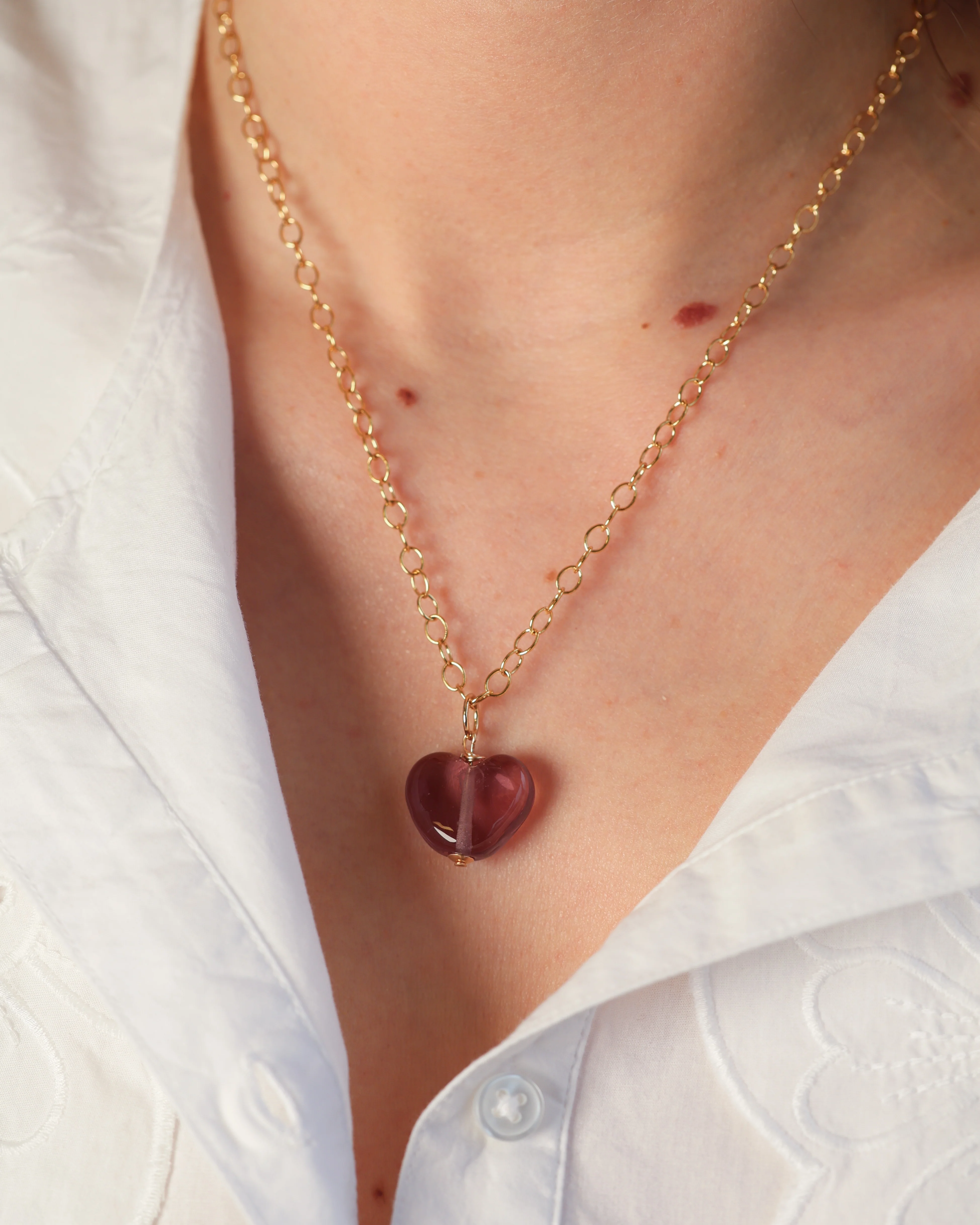 Amethyst Heart Charm Necklace
