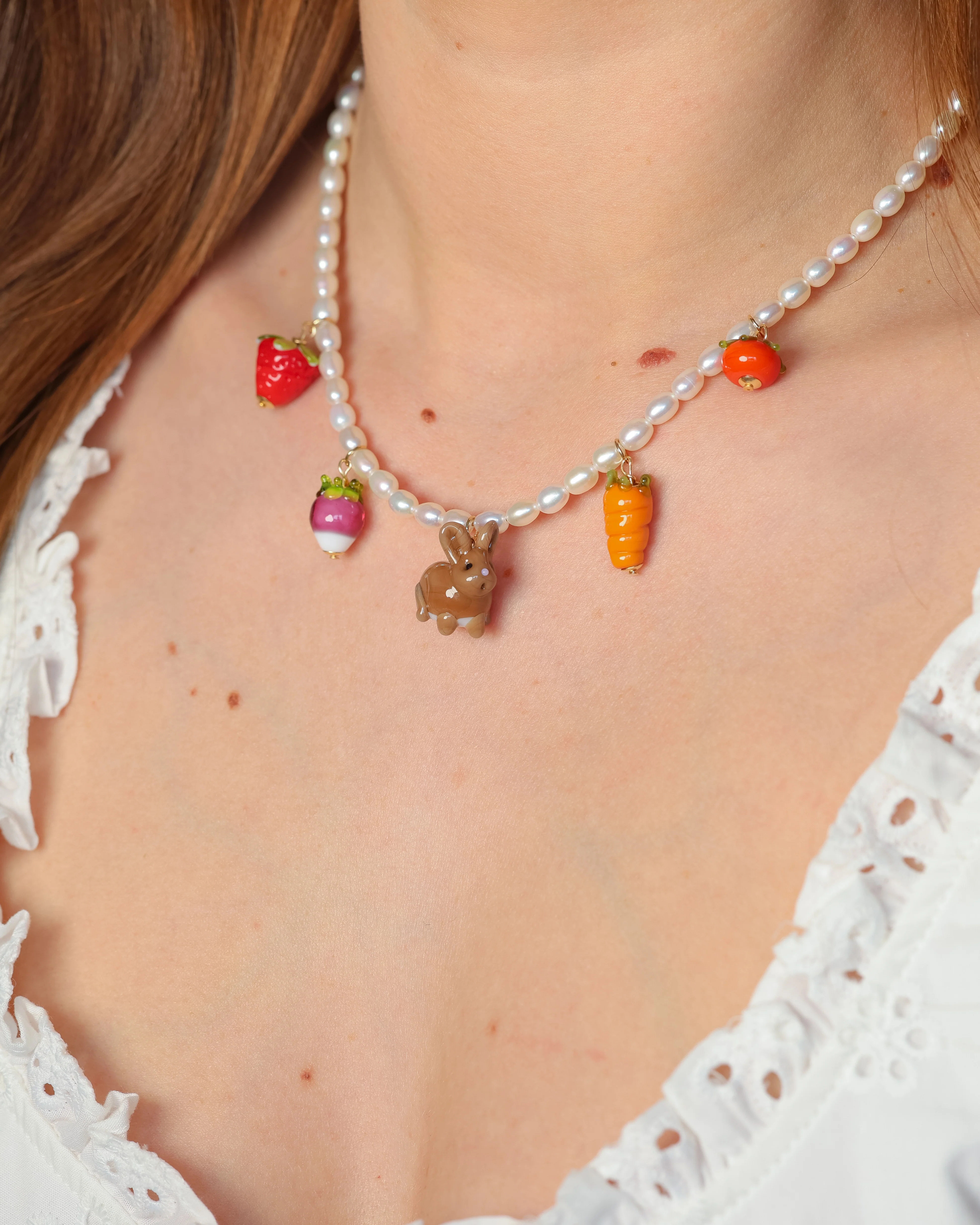Hungry Bunny Pearly Necklace