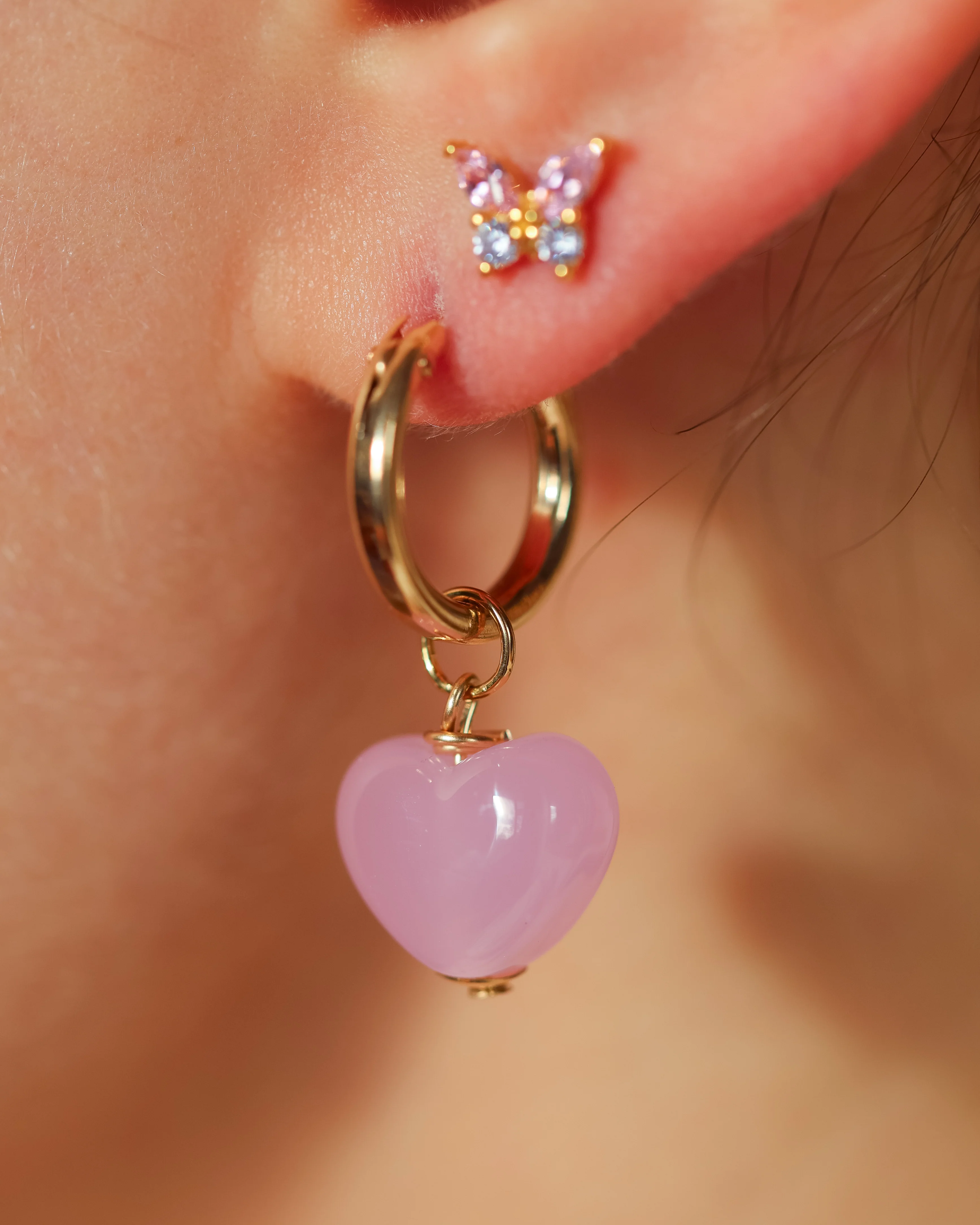 Little Pink Love Heart Earrings - Image 2