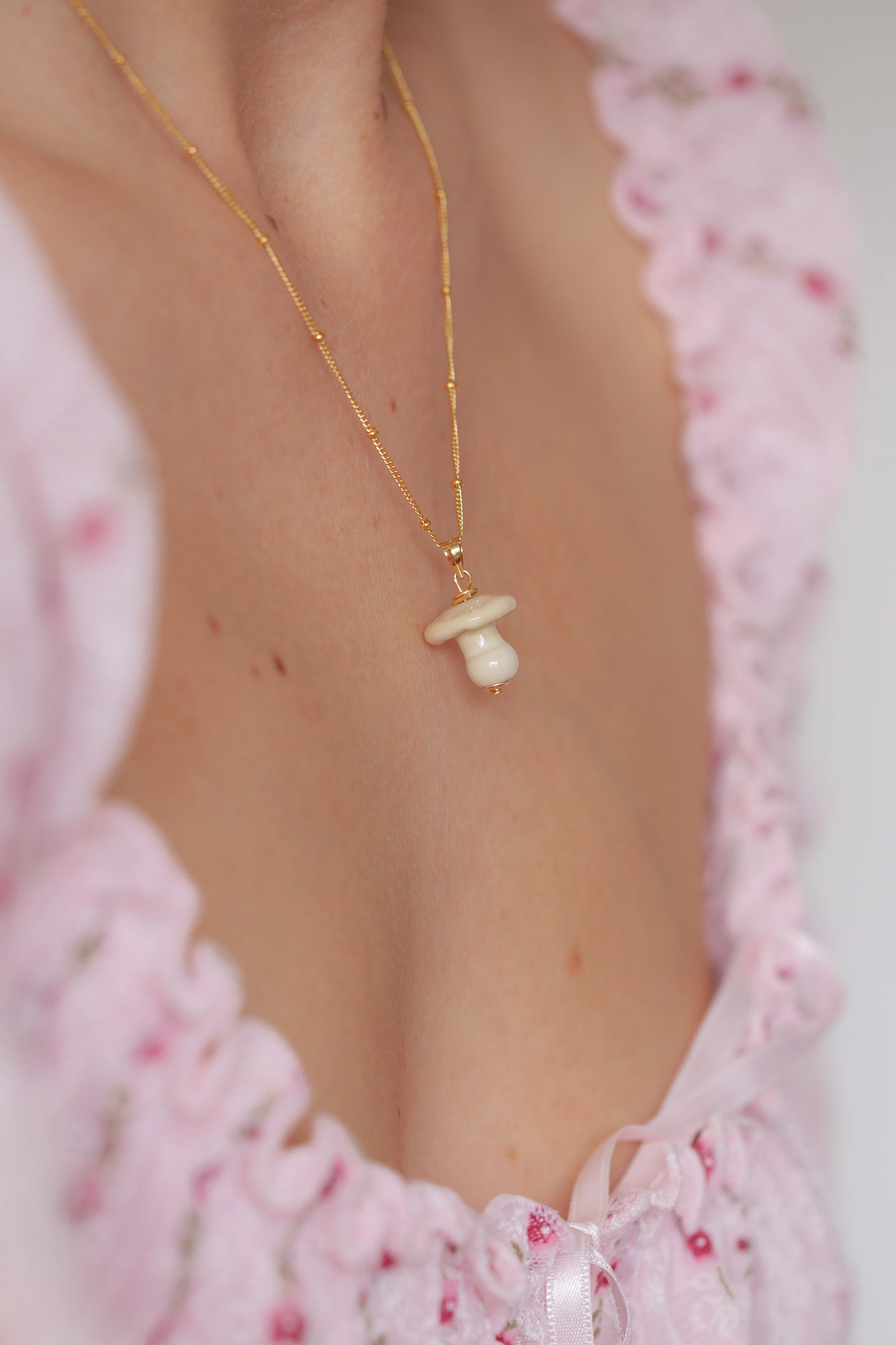 Button Mushroom Charm Necklace - Image 5