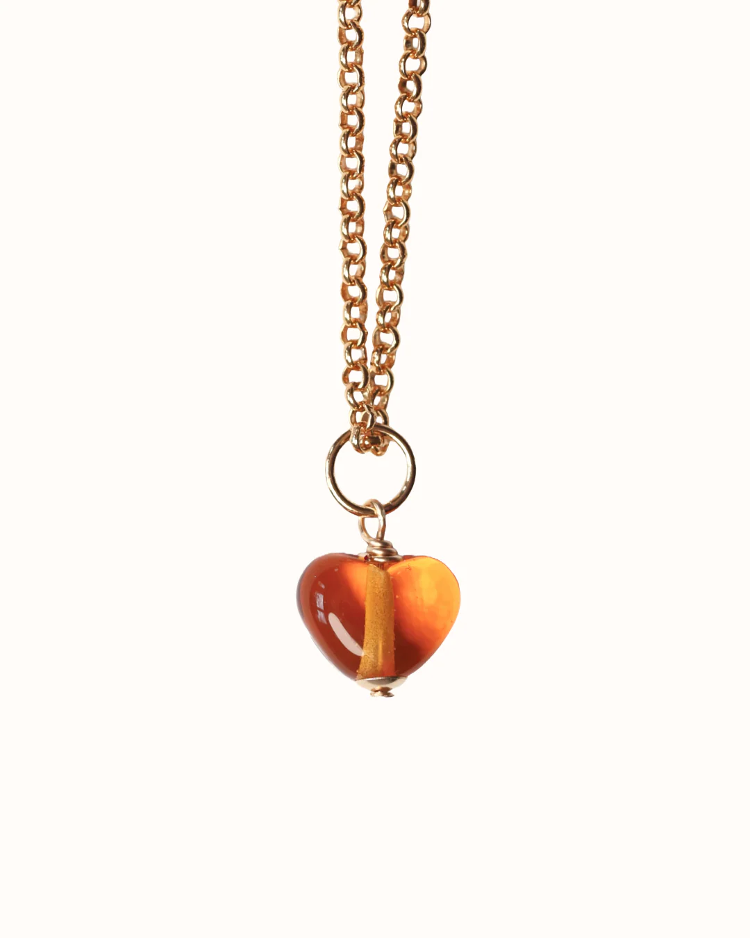 Little Amber Heart Charm Necklace