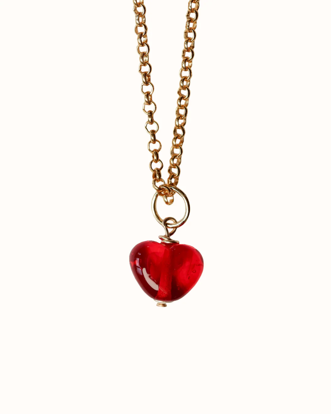 Little Ruby Heart Charm Necklace
