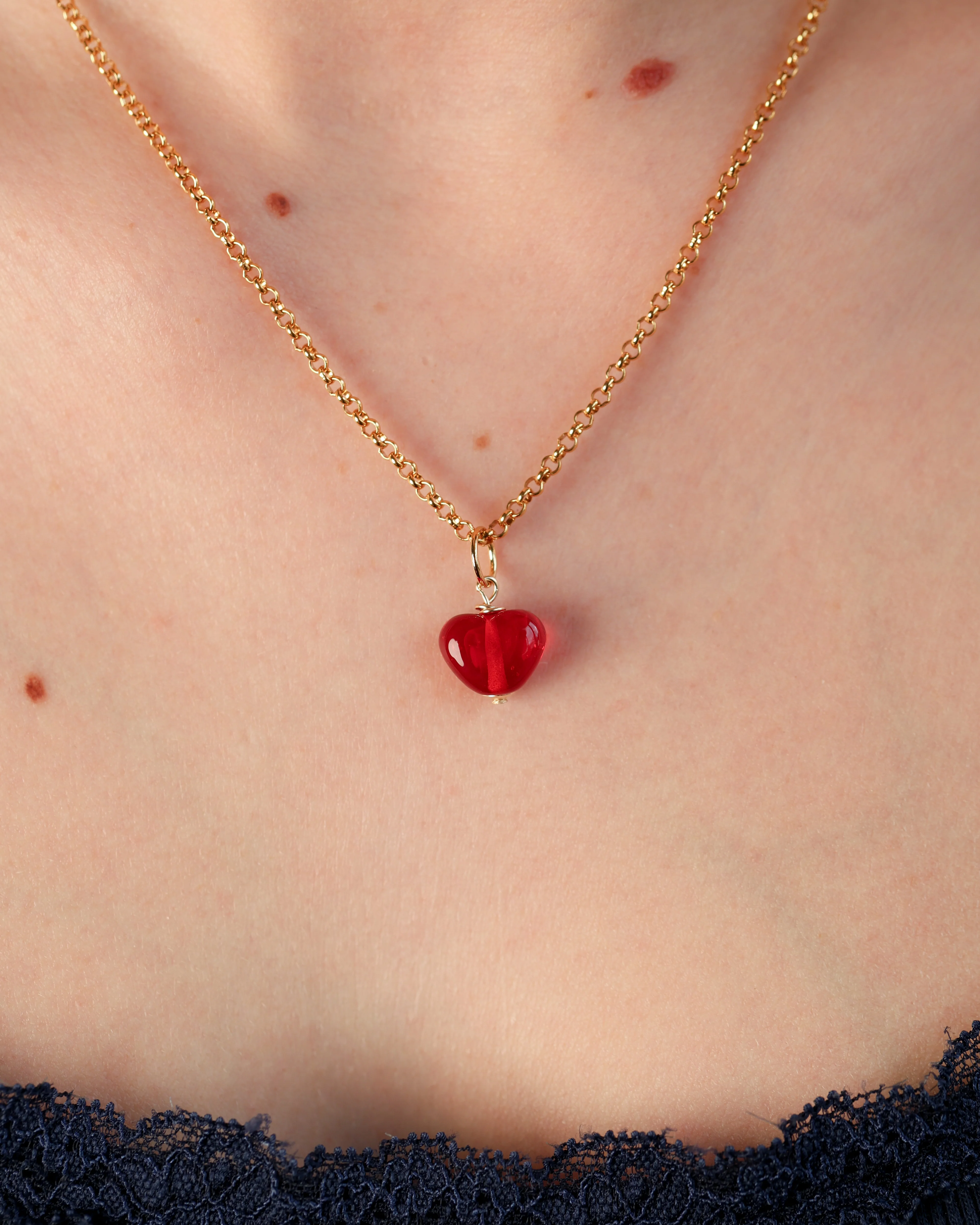 Little Ruby Heart Charm Necklace - Image 2